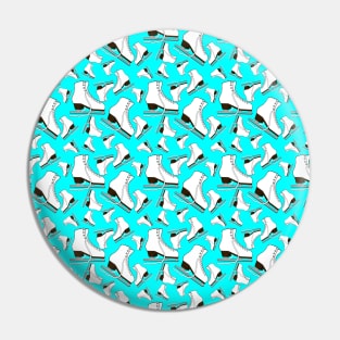 Figure Skates on Aqua Background Design Pin