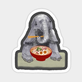 elephant likes ramen, kawaii elephant endangered Magnet