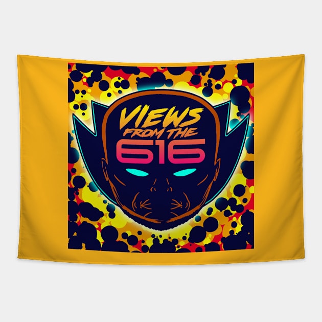 The Orange & Blue Views From The 616 Logo Tapestry by ForAllNerds