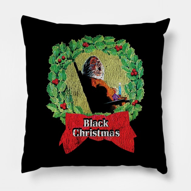 Black Christmas Pillow by Video Nastees