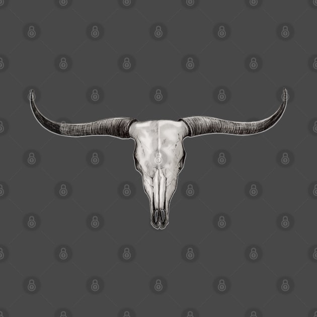 Longhorn Bull Steer Skull Ranch Barn Art by Dual Rogue