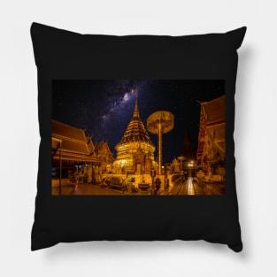 Milky Way over Doi Suthep Temple Pillow