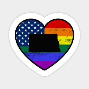 North Dakota United States Gay Pride Flag Heart Magnet