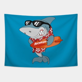 Mitch The Daddy Shark Baywatch Guard - Blue Sharky Version Tapestry