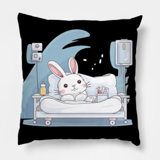 White bunny rescue in the hospital Pillow