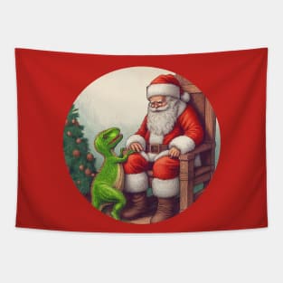 Santa's Pet Dinosaur Tapestry