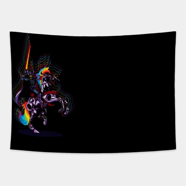 Dark Knight of Rainbows Tapestry by matthewart