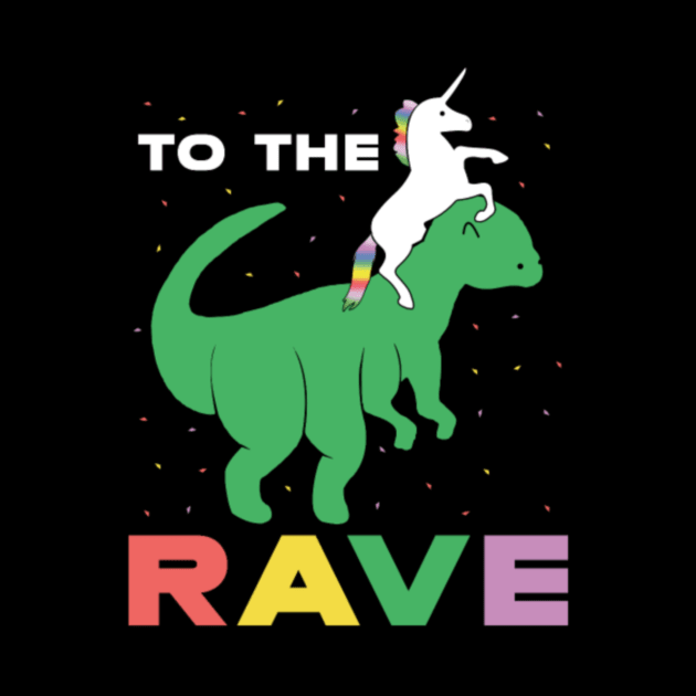 Unicorn riding the Dinosaur to the rave funny by Xizin Gao