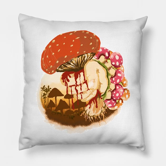 Crushed mushroom in bloodshed Pillow by Markyartshop