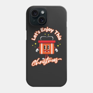 Cartoon illustration of a smiling red Christmas gift Phone Case