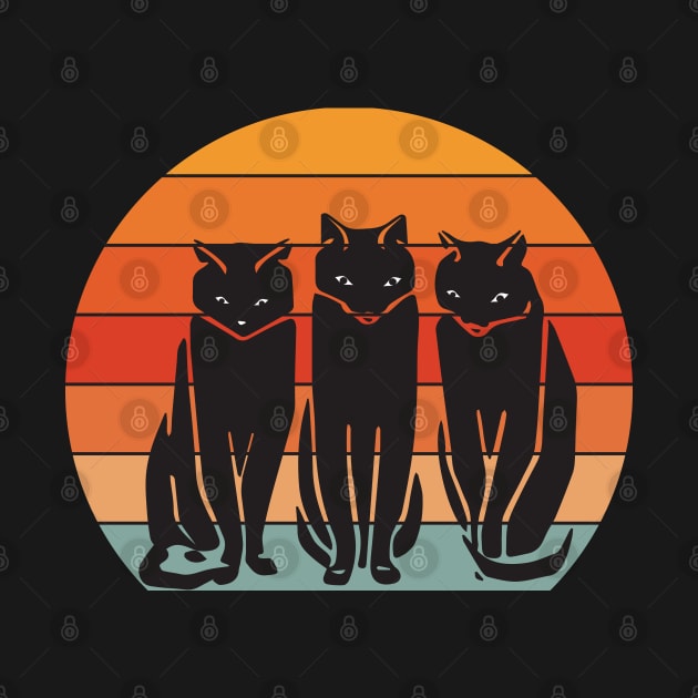 Three retro black cats by grafart