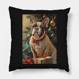 French Bulldog Christmas Holiday Card Pillow