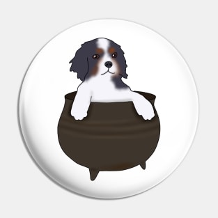 Puppy in a cauldron (cavalier king charles spaniel Pin