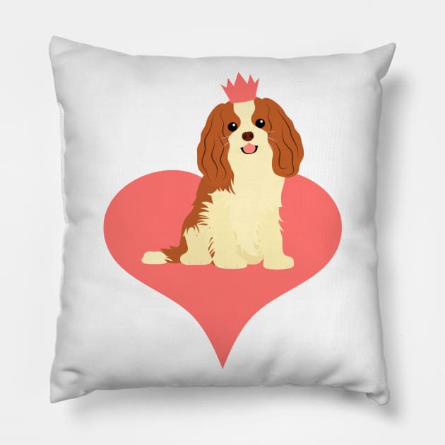 Love Cavalier King Charles Spaniel - Pink Pillow by LulululuPainting