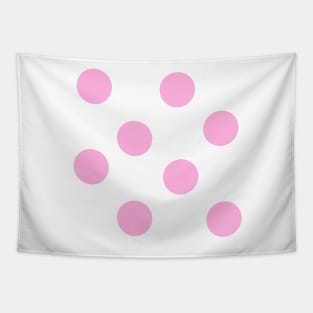 Pink on White Polka Dots Tapestry