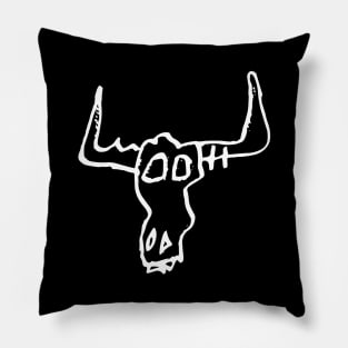 Bull Skull Doodle White Pillow