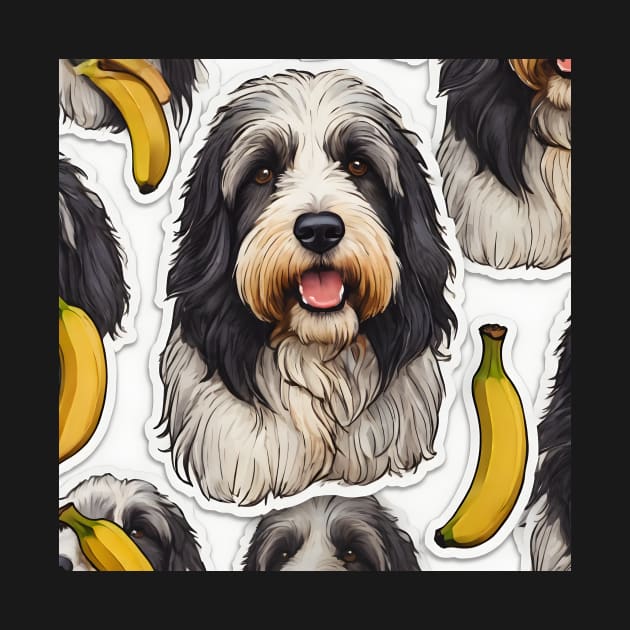 Cute Bearded Collie Banana Pattern by vanityvibes