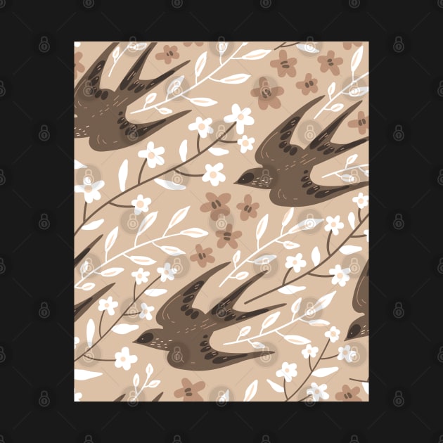 Birds And Flowers Pattern by FaelynArt