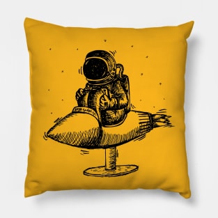 Dream Big Space Astronaut Doodle Drawing Pillow