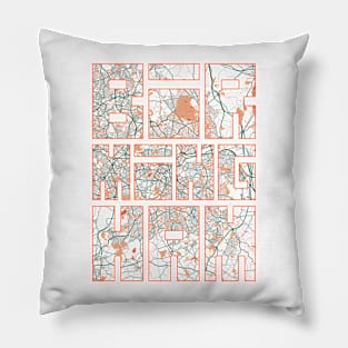 Birmingham, West Midlands, England City Map Typography - Bohemian Pillow