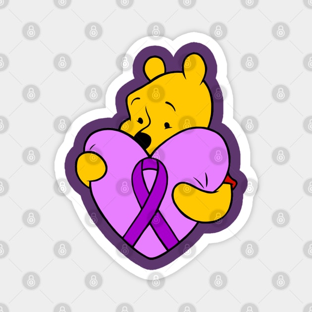 Yellow Bear hugging purple Awareness ribbon Magnet by CaitlynConnor