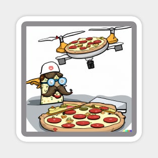 Drone Pizza Delivery - AI drawing Magnet