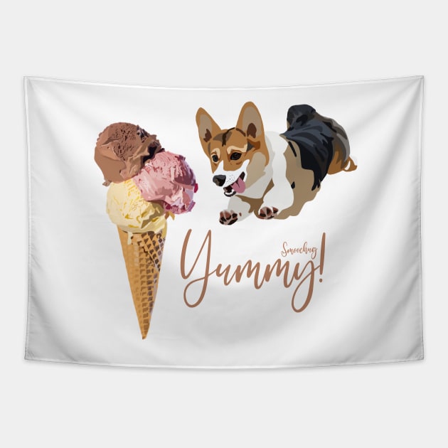 Ice Cream Dog Foodies Tapestry by smoochugs