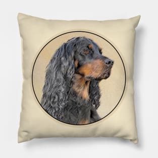 Gordon Setter Painting - Cute Original Dog Art Pillow