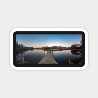 Morning Lake View with Jetty and Mountains Magnet