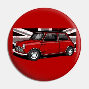 The classic English sport utility vehicle with Union Jack background Pin