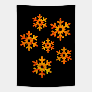 Watercolor Snowflakes (Orange-Yellow) Tapestry