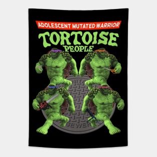 Adolescent Mutated Warrior Tortoise People - Off Brand Knock Off Parody Funny Comic Characters Tapestry