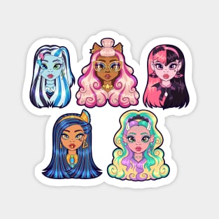 Monster High G3 Ghouls - Frankie, Clawdeen, Draculaura, Cleo, Lagoona Magnet