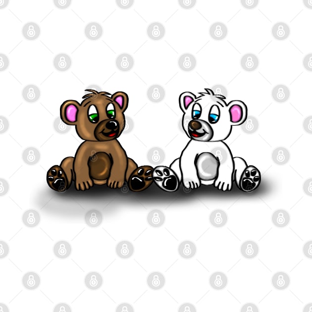 Cute little baby icebear and grizzly bear by emyzingdesignz