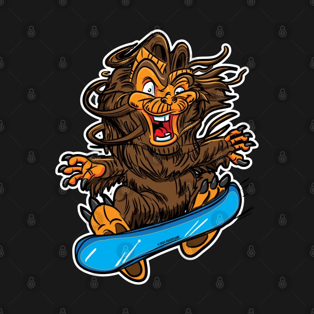 Cute Bigfoot or Sasquatch Snowboarder by eShirtLabs