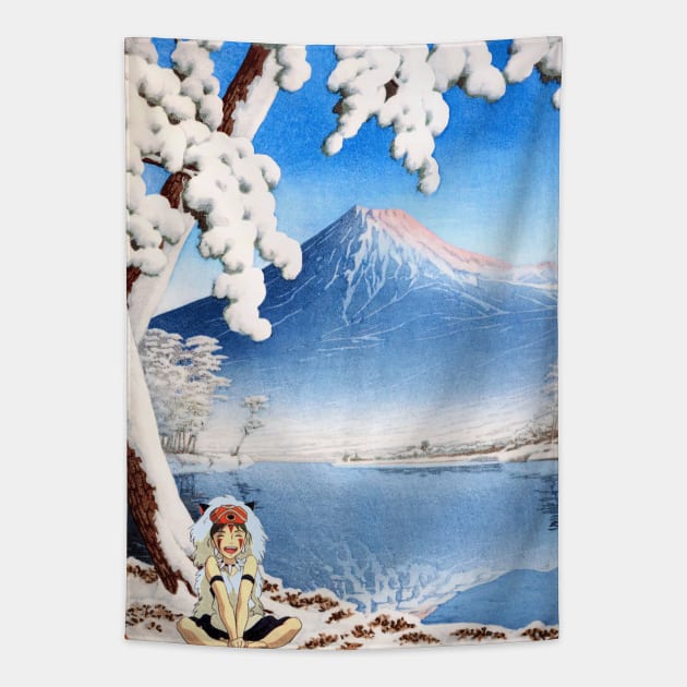 Ukiyo-e snow & mount fuji Mononoke Tapestry by geekmethat