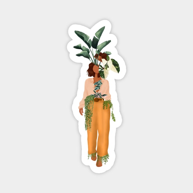 Modern plant lady illustration 6 Magnet by Gush Art Studio 1