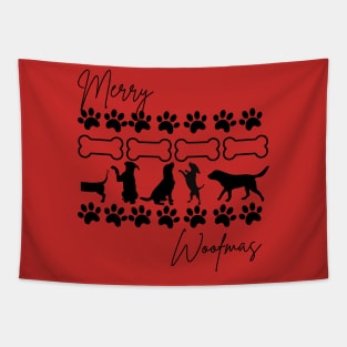 Merry Woofmas Ugly Christmas Sweater Pattern Tapestry