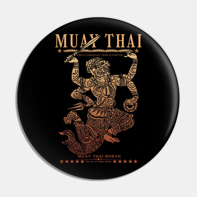 Classic Muay Thai Hanuman Born to Fight Pin by KewaleeTee