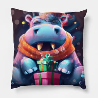 Cute Hippopotamus Drawing Pillow