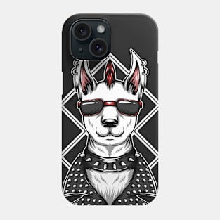 Retro Punk Rock Llama with Mohawk and Leather Jacket Phone Case