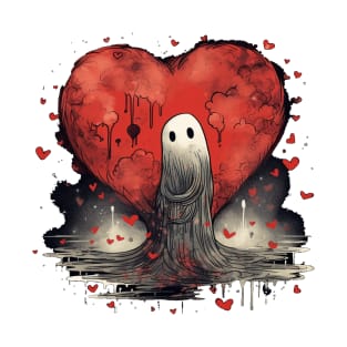 Valentines Heart Ghost Goth T-Shirt