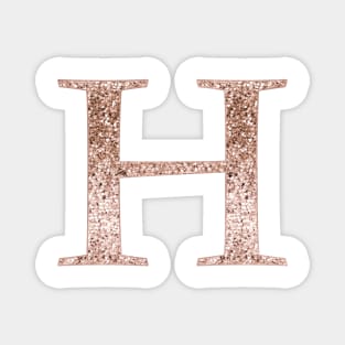 H rose gold glitter monogram letter Magnet