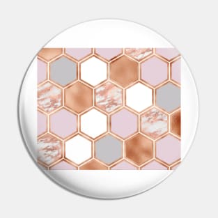 Mixed rose gold pinks and marble geometric Pin