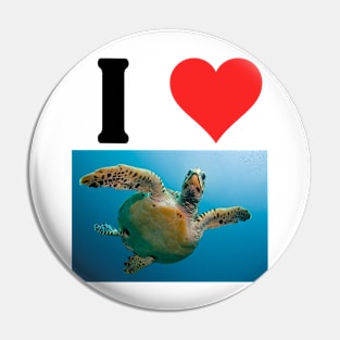 I Love Turtles Pin