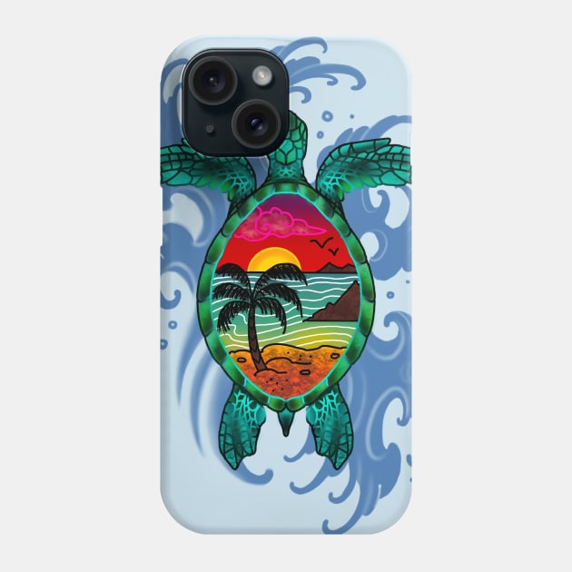 Sea Turtle in Paradise Phone Case by Art by the Lizard Lady