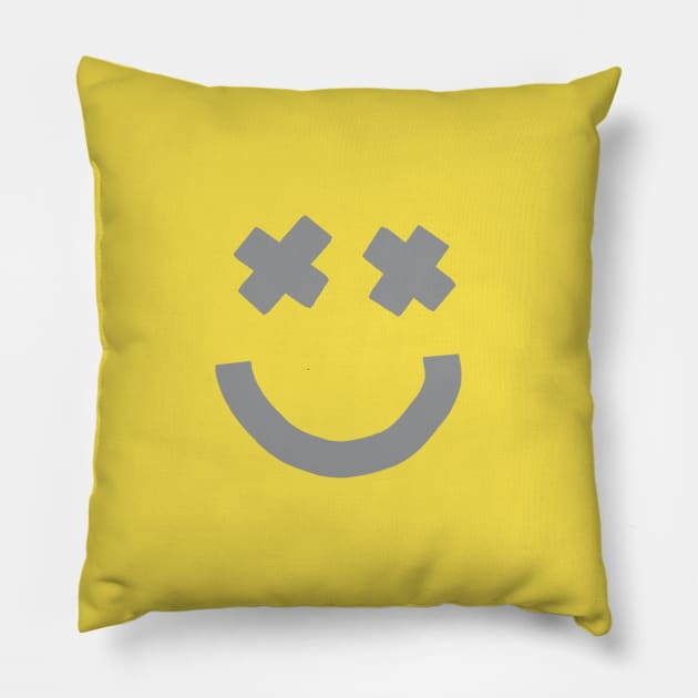 Happy Smiley Face with X Eyes Face Pillow TeePublic