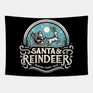 Santa Clous and Reindeer, Winter Fairy Tale Tapestry
