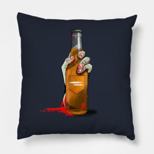 Zombie Hand Double Tap on Navy Blue Pillow