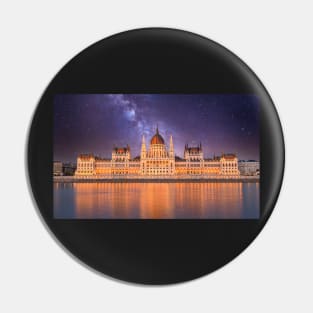 Hungarian Parliament at night in Budapest, Hungary Pin